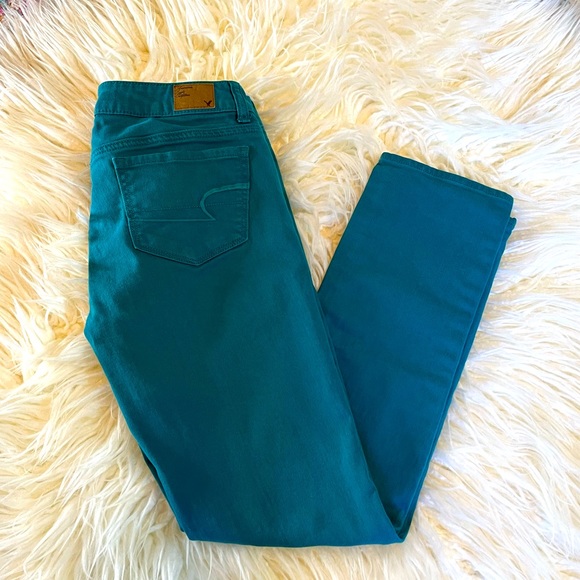 American Eagle Outfitters Denim - American Eagle Teal Skinny Jeans Size 4 Short EUC